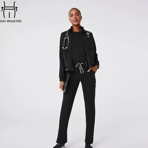 Figs High Waisted Dows Black Scrub Pants petite
